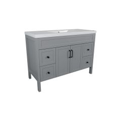 Meuble-lavabo Makala, style shaker, 28", gris