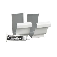 Raccords pour gouttière avec scellant, aluminium, blanc, 5 po, 2/pqt