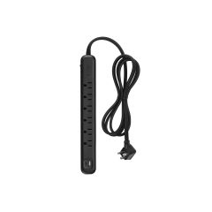 Barre d’alimentation multiprise, 6 prises, USB-A/USB-C, noir