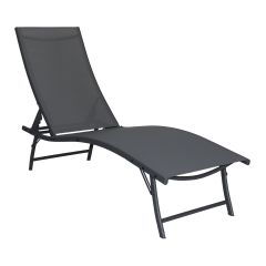 Chaise longue pliante, gris foncé