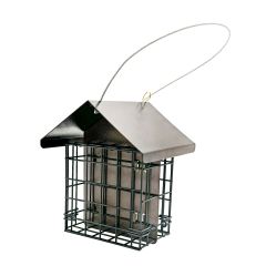 Mangeoire à oiseaux en acier, 6,3" x 5,3" x 7,1", noir/brun