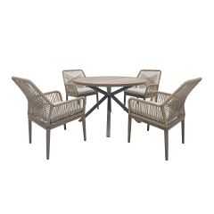 Virgo 5-Piece Dining Set - Natural Rattan Style