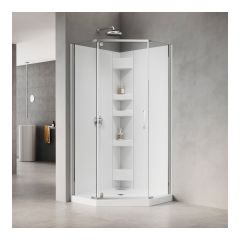 Calliope Shower Kit – 3-Piece Neo-Angle – 36" x 36" – Chrome
