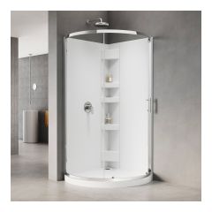 Opaline Round Shower Kit – 3-Piece – 34" x 76" – Chrome