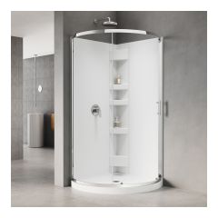 Opaline Round Shower Kit – 3-Piece – 34" x 76" – Chrome