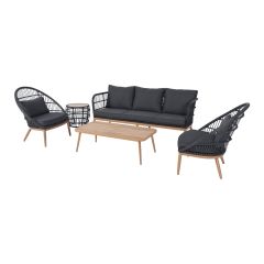 Estelle Conversation Set - 5-Piece - Aluminum and Wicker