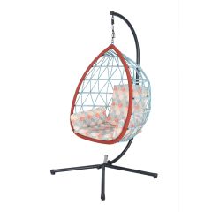 Chaise suspendue et support, 39,4"x43,7"x76,8", noir mat