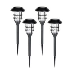 Lumières solaires DEL sur piquet, noir, 4/pqt