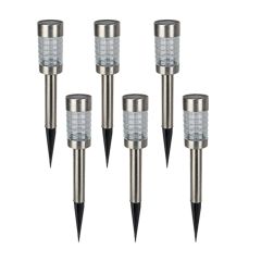 Solar LED Pathway Lights - Stainless Steel - 6/Pkg
