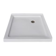 Base de douche carrée en acrylique, 36" x 36", blanc