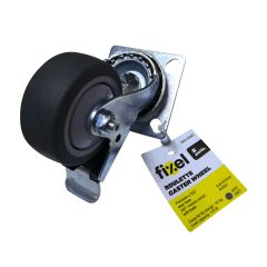 Swivel Caster with Brake - Rubber - 2" - 50kg Load Capacity - Grey