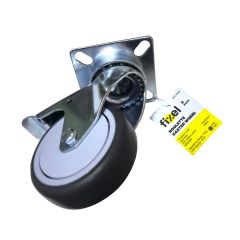 Swivel Caster with Brake - Rubber - 3" - 75kg Load Capacity - Grey