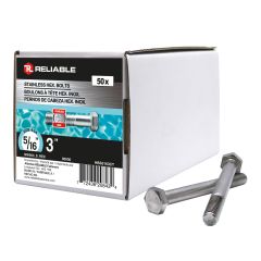 Boulons hexagonaux en acier inox, 5/16" x 3", 50/pqt