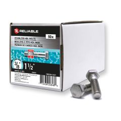 Boulons à tête hexagonale, 3/8" x 1 1/2", acier inoxydable, 50/pqt
