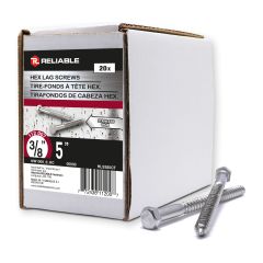 Boulons tire-fonds, 3/8" x 5", acier inoxydable, 25/pqt