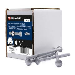 Boulons de carrosserie, 1/4" x 4 1/2", galvanisé à chaud, 50/pqt