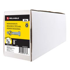 Boulon hexagonal, 3/8" x 8", grade 5, zingué, paquet de 50