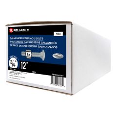 Boulons de carrosserie, 3/4" x 12", acier galvanisé, paquet de 10