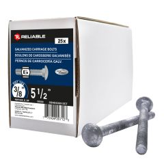 Boulon de carrosserie, 3/8" x 5 1/2", galvanisé à chaud, 25/pqt