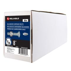 Boulons de carrosserie, 5/16" x 8", acier galvanisé, paquet de 50