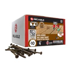 Vis à bois traité, #10, 4", gros filet, brune, 1000/pqt