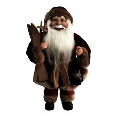 Standing Fabric Santa Claus Figurine - 24" - Plaid Coat