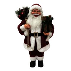 Standing Santa Claus Fabric Figure - 36" - Burgundy Suit