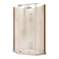 Douche, Begonia, 36" x 36" x 72", porte réversible, blanc et clair