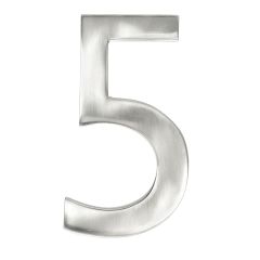 Chiffre moderne #5, nickel satiné, 4"