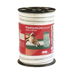 Ruban Premium Line pour clôture électrique, 20 mm x 200 m, blanc/vert