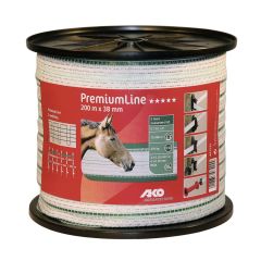 Ruban Premium Line pour clôture électrique, 38 mm x 200 m, blanc/vert