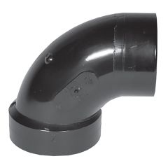 Coude 90° en ABS DWV, 3", mâle x femelle, noir