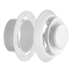 Round Air Diffuser 5" –– Dual Adjustment – With Collar – White