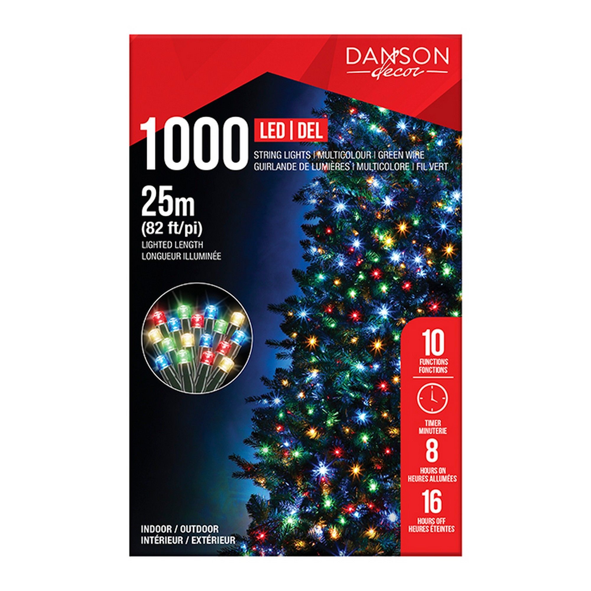 Jeu de 1 000 lumières DEL, 3 mm, multicolore de DANSON