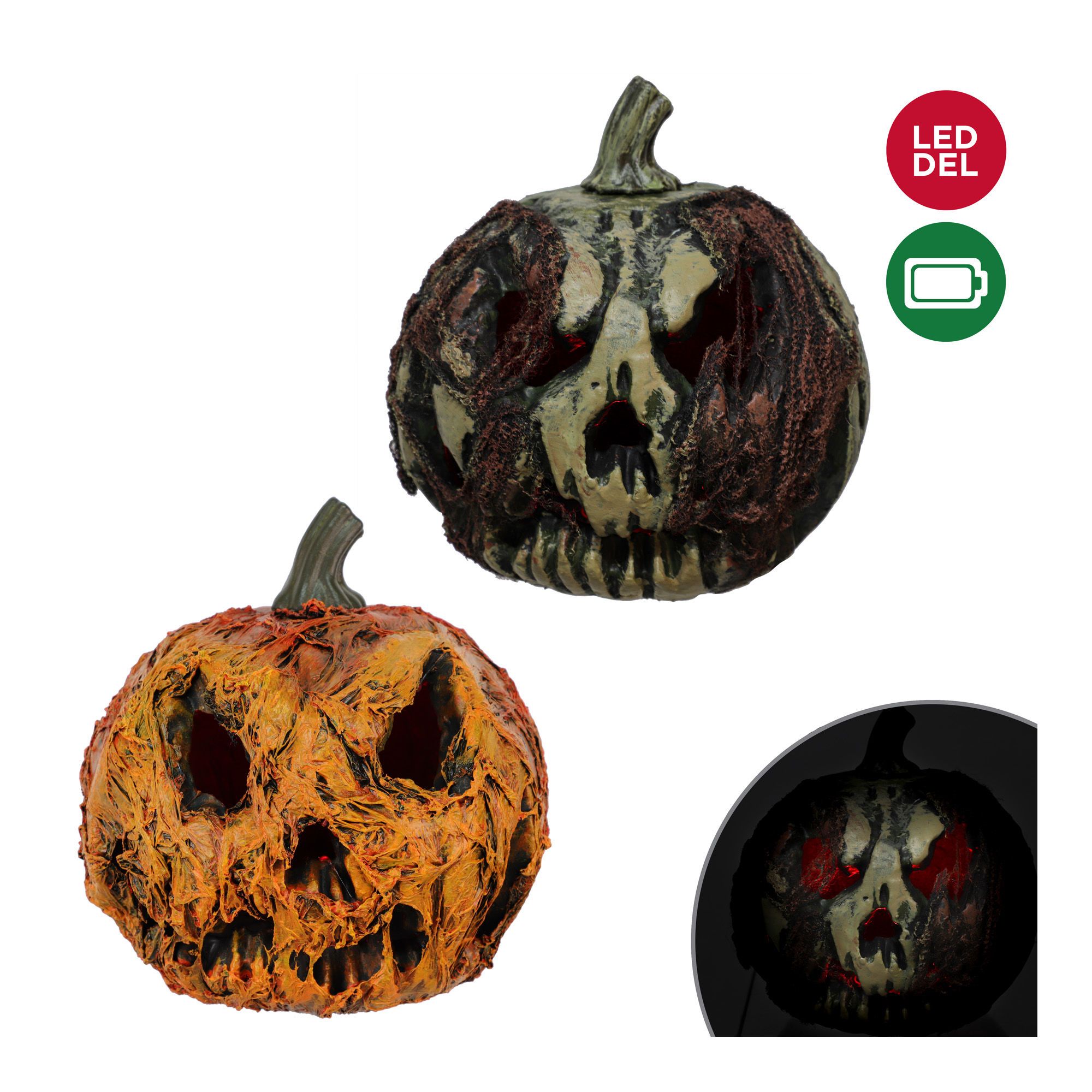 8 Polyfoam and plastic light-up pumpkin (sold individually) from DANSON