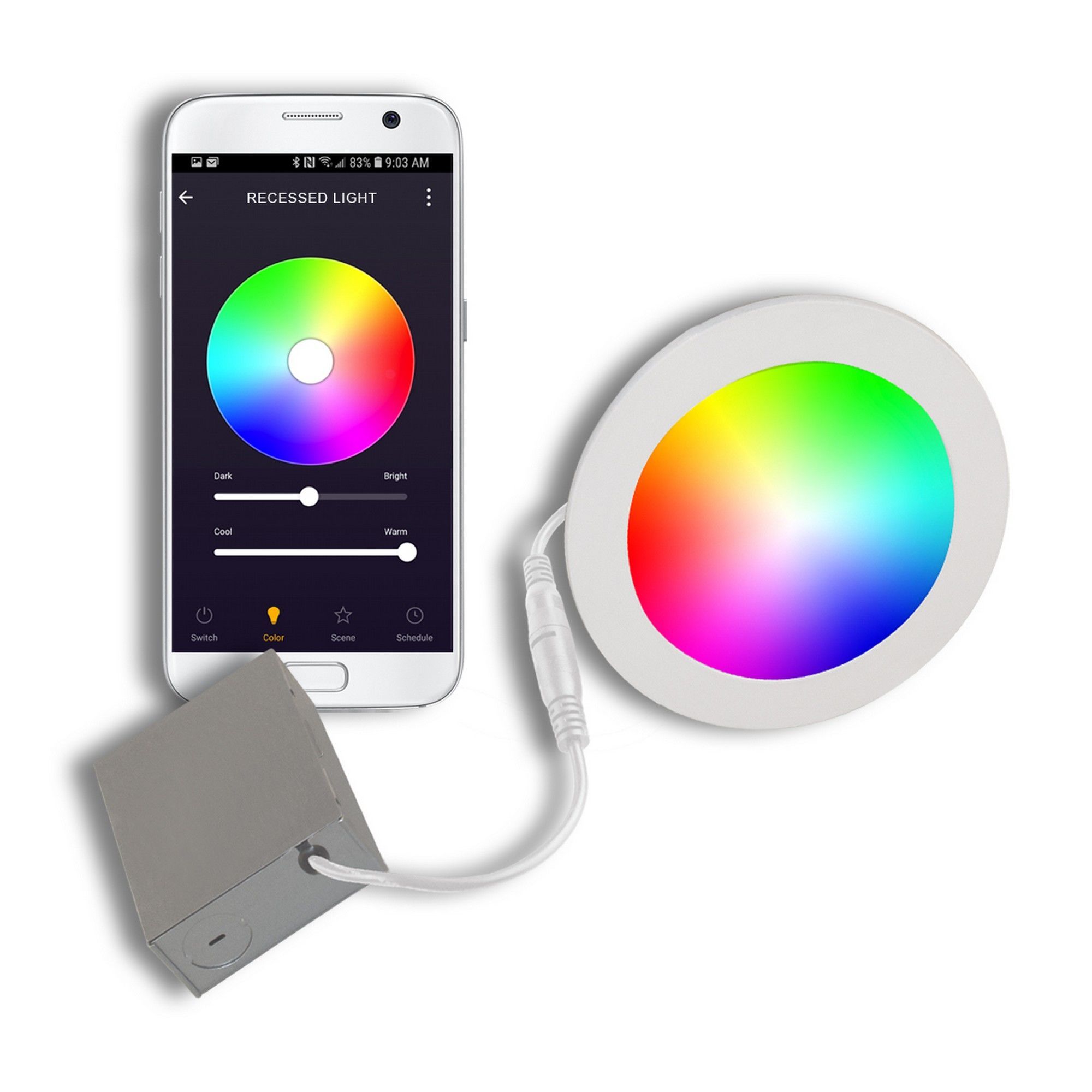 Smart Home DEL Lustre Chrome Plafonnier Alu RGB pendule projecteur variateur 