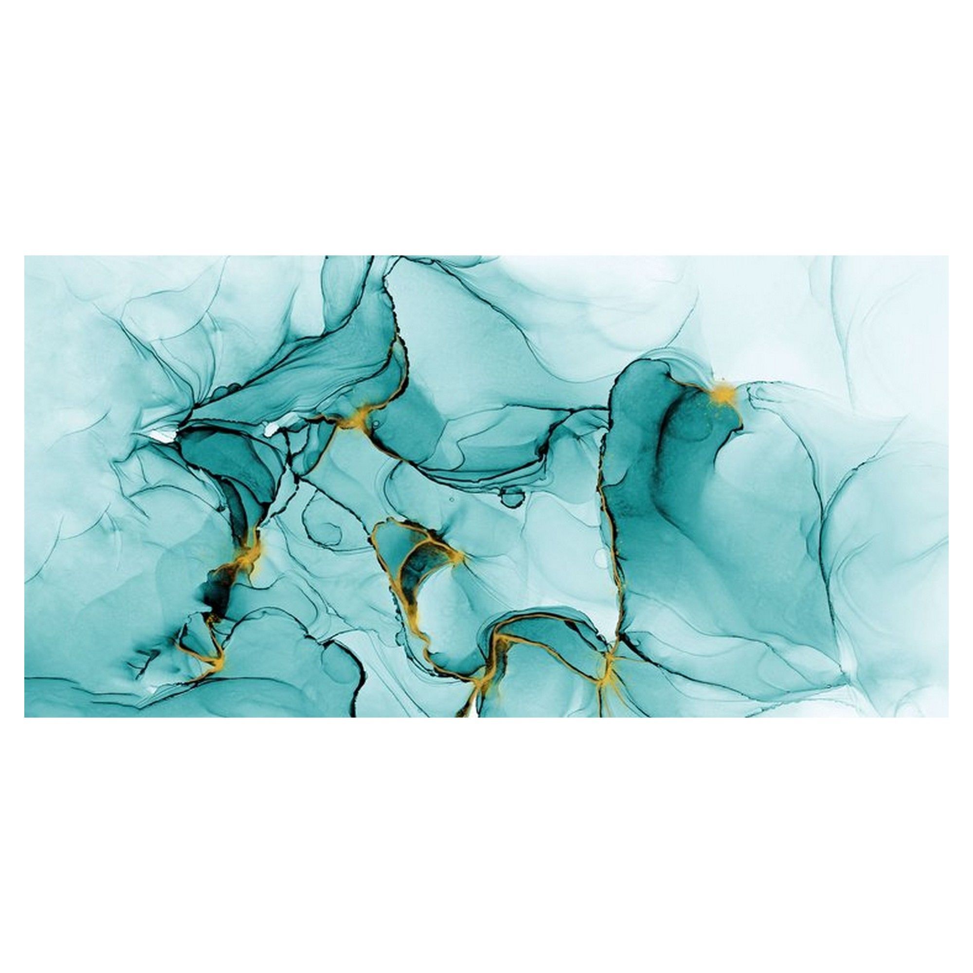 Panneau mural Surface Design, lustré, Turquoise floral, 38,25 x 96 x  0,17 de TECHNOFORM