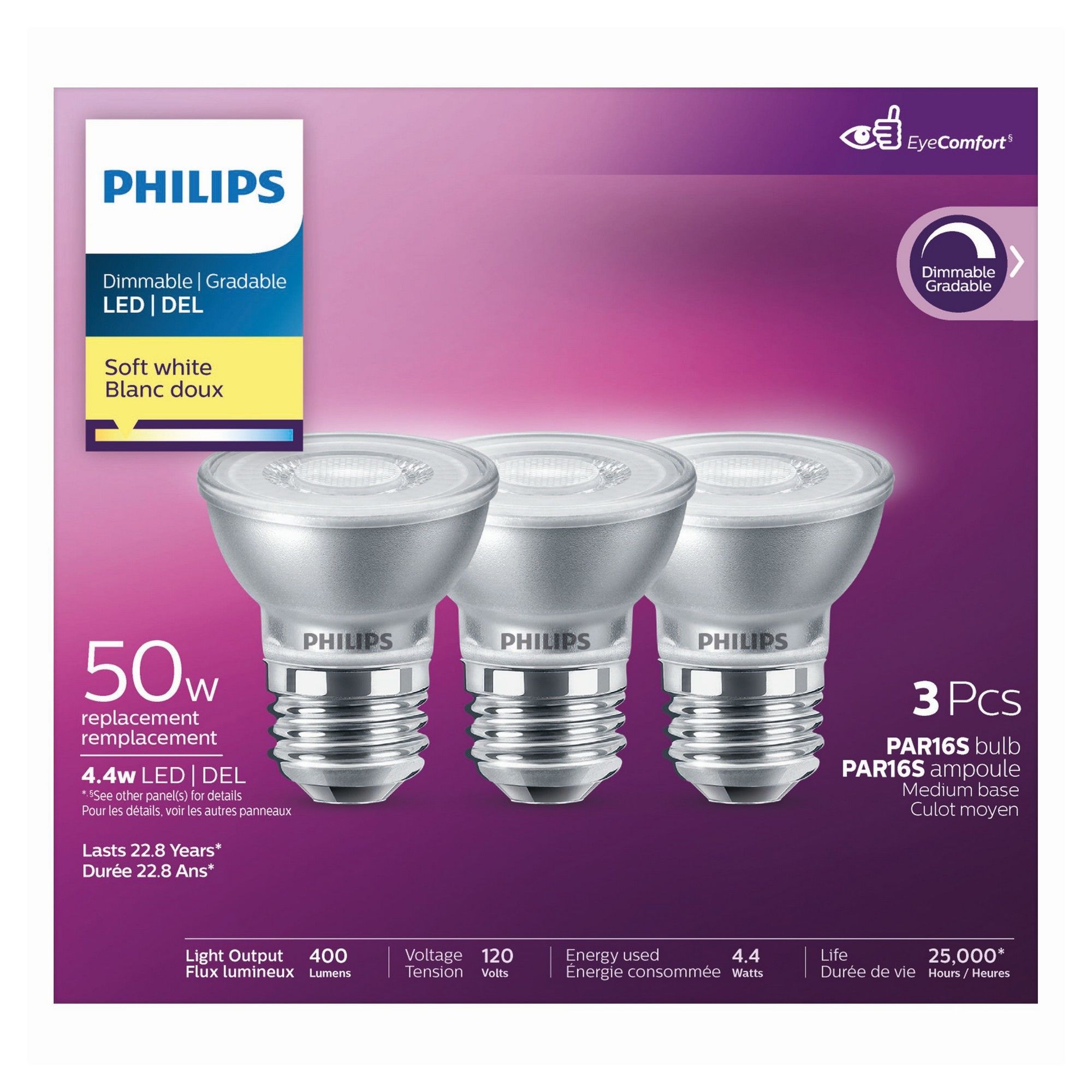 Achieve extinction web LED PAR16 Bulbs - 50 W - Soft White - 3/Pkg from PHILIPS | BMR