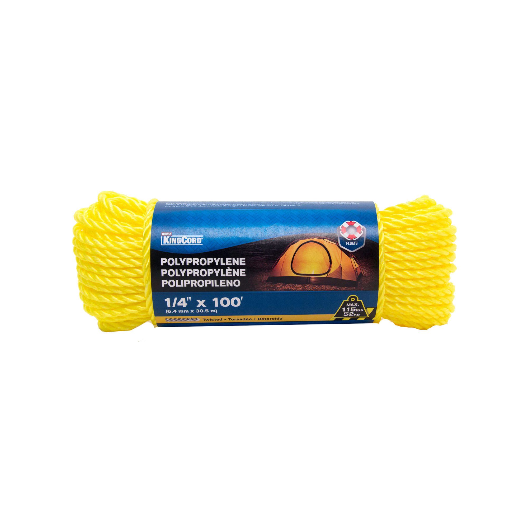 Twisted Polypropylene Rope - Yellow - 1/4 x 100' from KINGCORD