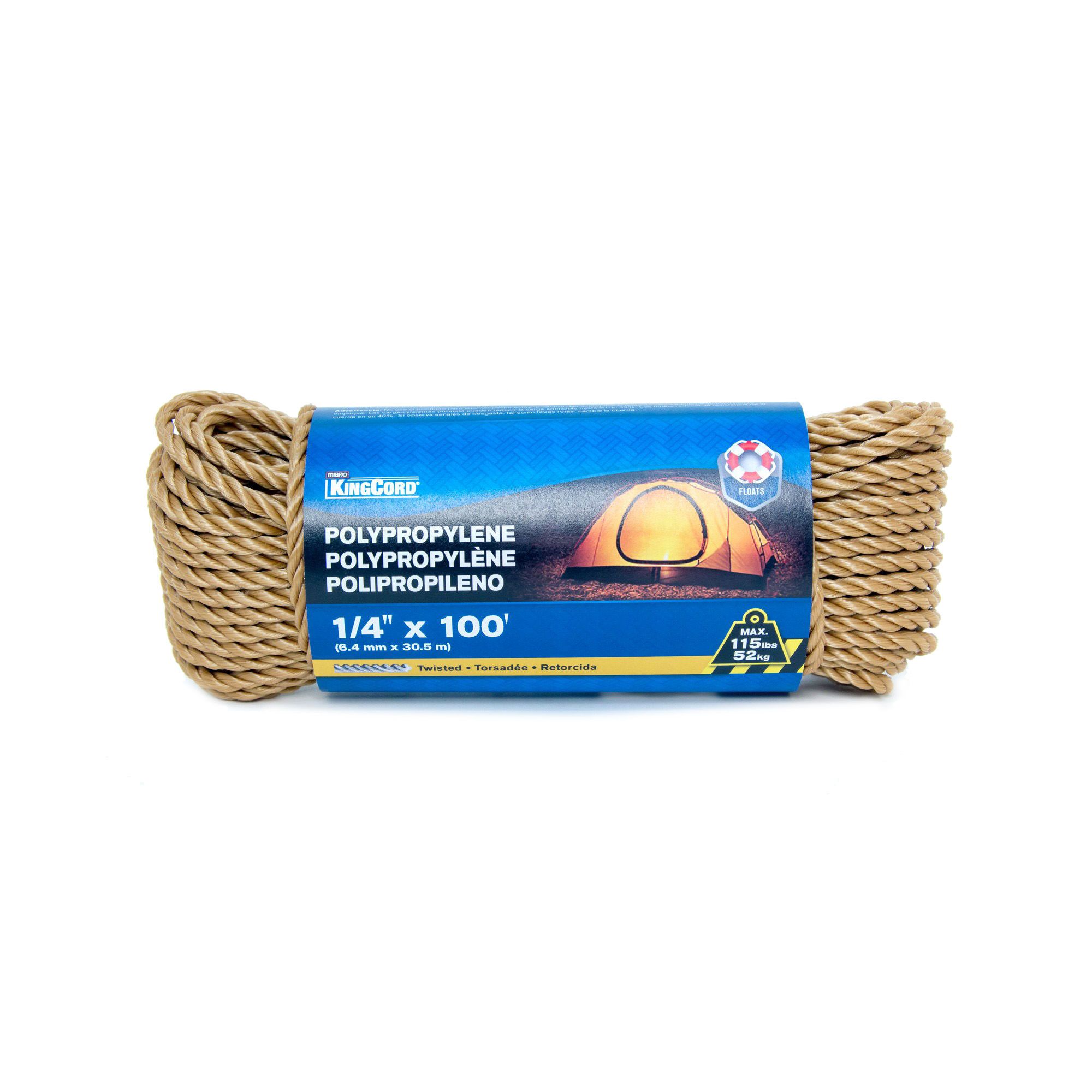 Twisted Polypropylene Rope - Tan - 1/4 x 100' from KINGCORD
