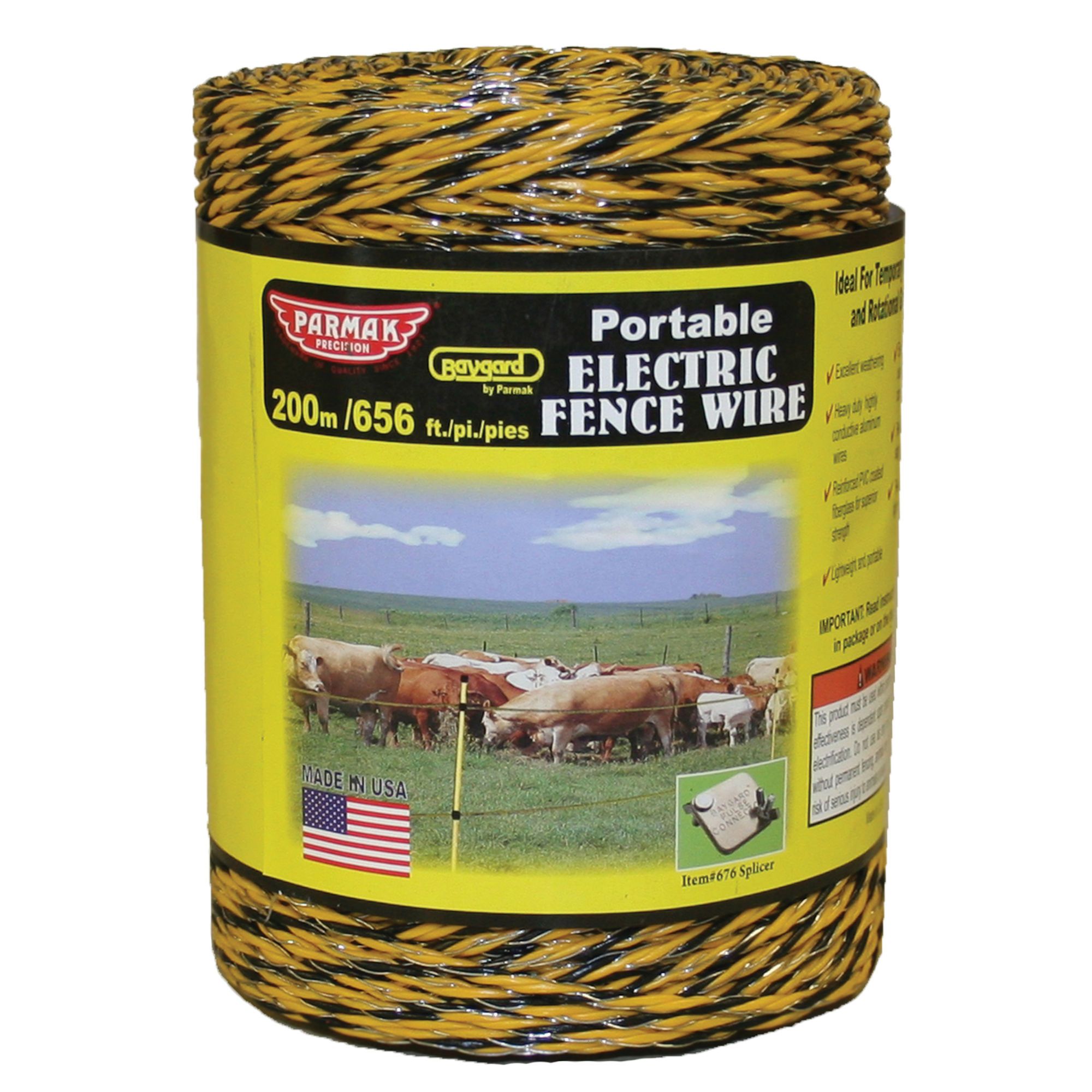 Electric Fence Polywire 200m 656' Garden Yard Pet Animal Pasture Enclosure 