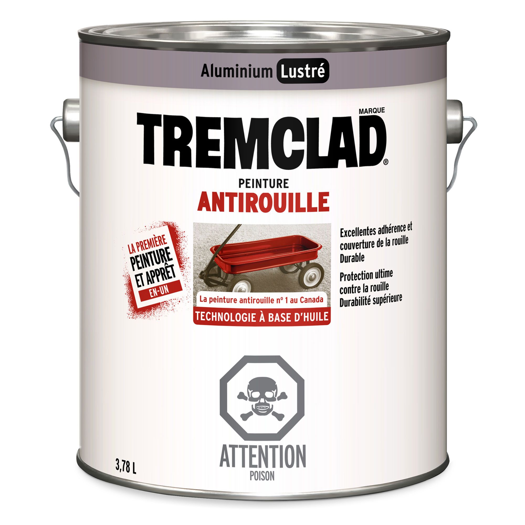 Peinture antirouille à base d'huile Tremclad, fini lustré, aluminium, 3,78  l de RUST-OLEUM