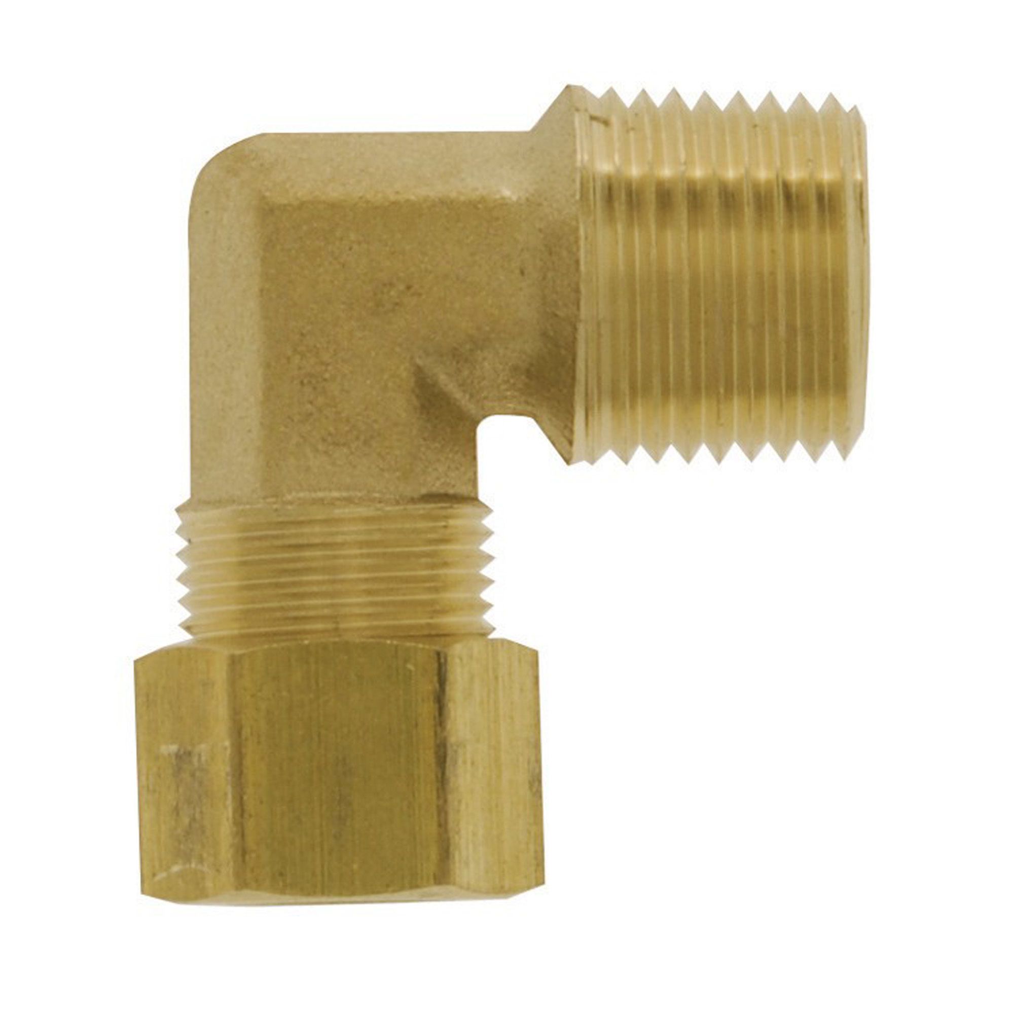 Elbow 90 degrees reduction brass 3/8 tube x 3/8 mpt compression adapter
