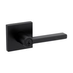 Halifax Square Rose Keyed Entry Levers - Matte Black