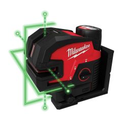 Cordless Green Cross Line & 4-Points Laser - with Lithium-Ion battery - 12 V