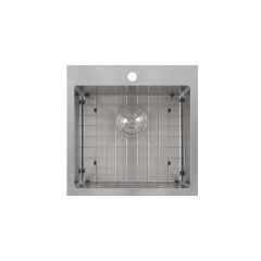 Évier de cuisine simple carré, Lixia, acier inoxydable, 20" x 20" x 9"