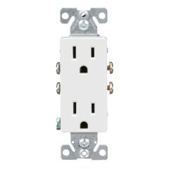 Prise double inviolable, blanc, 10/pqt, 15 A, 125 V