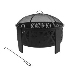 Wood Fire Pit – Patterned – Black - 23" x 21"