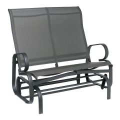 Chaise berçante double Monaco, structure en aluminium, noir