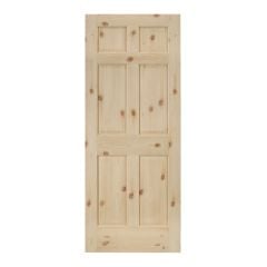 6-Panel Knotty Pine Door - 24" x 80" - Natural